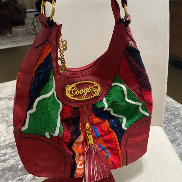 Vintage COOGI rare knitted red gold multicolor purse bag & wallet Hobo Shoulder - Picture 13 of 17